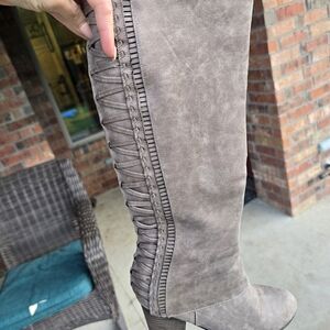 Fergie Gray Over the Knee Boots